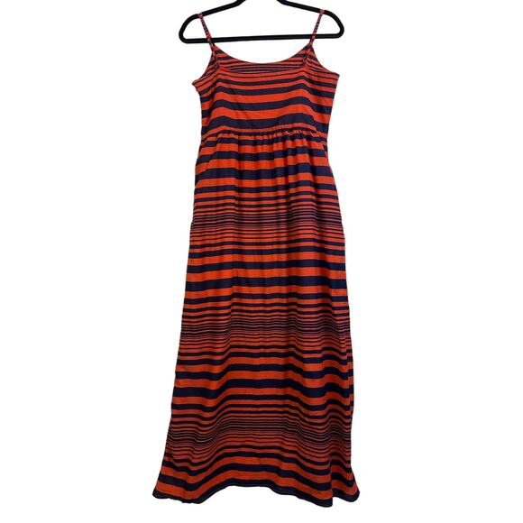 Gap Orange and Navy Blue Striped Maxi Dress with Pockets Size 8 - Picture 2 of 3
